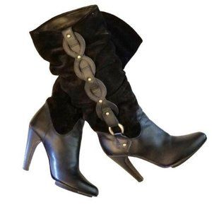 Isabella Fiore Ruched Heeled Boots Leather Suede 5